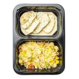 Копченая куриная грудка в горчичном соусе с кускусом