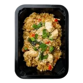 Рис с курицей и овощами в японском стиле