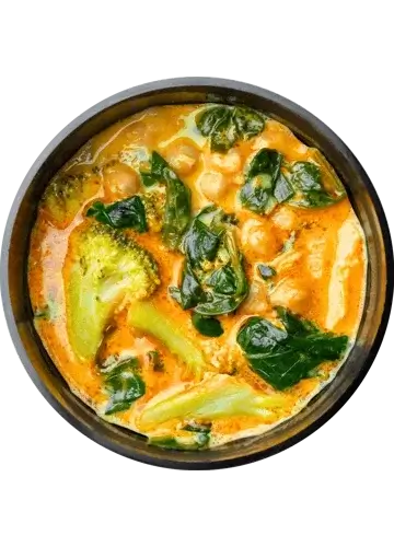 Карри с нутом, шпинатом и брокколи