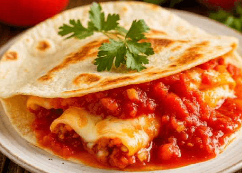 Тортилья с сыром и томатным соусом